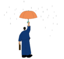 Man with umbrella