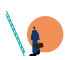 man about to climb ladder