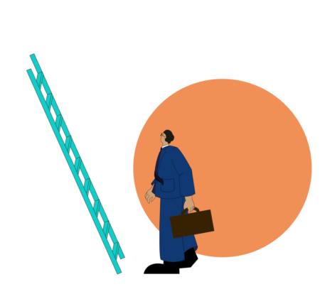 man about to climb ladder